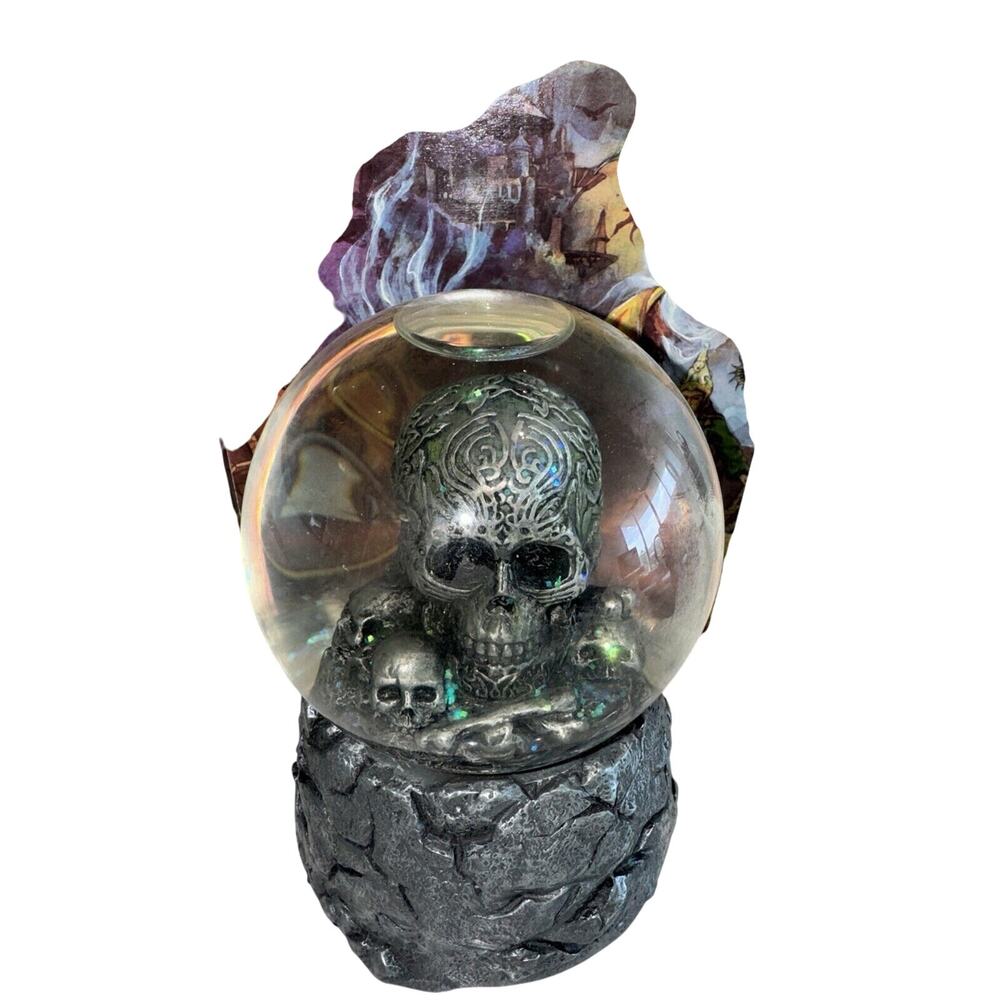 Vintage NIB Pewter Tribal Skull‎ Myths & Legends Water Globe Halloween Handpaint